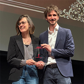 Elena Rizzico e Alessandro Piacentini, vincitori del primo premio ADSI con una tesi su Palazzo Franco a Vicenza